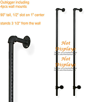Industrial Waterpipe Wall Mounted Display Rack Set with 4pcs Wall Mount Outrigger PR101