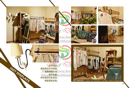 Retro Fashion Shop Design & Decoration Hanging Timber Clothes Display Rack & Shelf W02