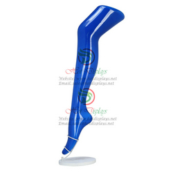 Female Long Leg Glossy Painting Plastic Mannequin Sexy Woman ABS Shoes Trying Model Ladies Foot Stocking Display Form with Metal Base MA-W10R Blue