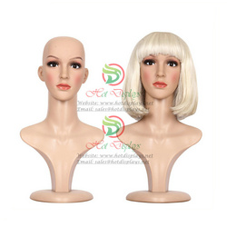 Female Wig Display Head Plastic Mannequin Ladies PE Skin Cosmetic Periwig Form Stand Realistic Woman Hairpiece Model with Base MA-T1