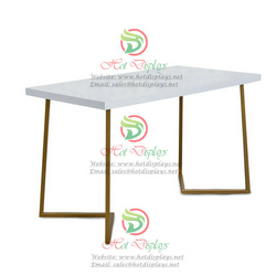 Golden Modern Fashion Simple Clothes Rack Garment Nestting Table Shoes Dipslay Shelf with Rectangular Tubing and Wood Top DP-HD03