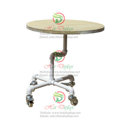 Floor Standing White Industrial Pipe Clothes Display Round Table Shoes Shelf DP-WG19