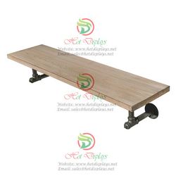 Single Bar Wall Mounted Rural Industrial Waterpipe Clothes Rack with Timber Top DP-XG02