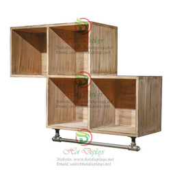 Wall Mounted Industrial Pipe Clothes Rack with Timber Cabinet Shoes Shelf DP-XG06