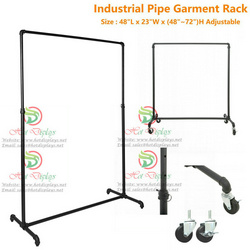 Industrial Pipe Garment Rack Floor Standing Ballet Bar Clothes Display Rack Height Adjustable PR203