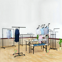 Industrial Pipe Rack System Floor Standing Garment Racks Nesting Tables Wall Mounted Clothes Display Racks