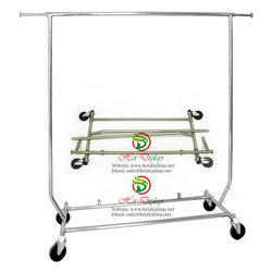 Collapsible Salesman Rack Folding Rolling Clothing Garment Rack with 4 Wheels DP-GR01