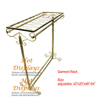 Retro Iron Floor Standing Height Adjustable Garment Rack Clothes Display Rack Coat Hanger with Iron Storage Shelf GR105