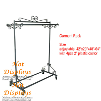 Retro Iron Single Bar Floor Standing Coat Hanger Height Adjustable Garment Rack Clothes Display Rack GR106