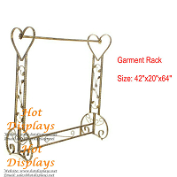 Antique Brass Floor Standing Iron Clothes Rack Garment Display Rack Single Bar Coat Hanger with Heart Shape GR114
