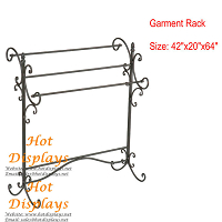 Retro Floor Standing Iron Clothes Display Rack Coat Hanger 3-Bar Garment Rack GR116