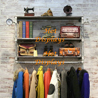 Shabby Chic Wall Mounted Industrial Waterpipe Clothes Rack with 3-Layer Timber Display Shelf PR113