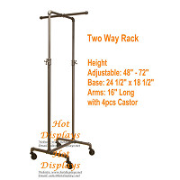 Height Adjustable Floor Standing 1-Bar 2-Arm Industrial Waterpipe Clothes Display Rack Powder Coated Garment Rack PR207
