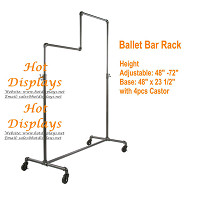 Height Adjustable Floor Standing Industrial Waterpipe Power Coated Garment Rack Clothes Display Rack with Casters PR210