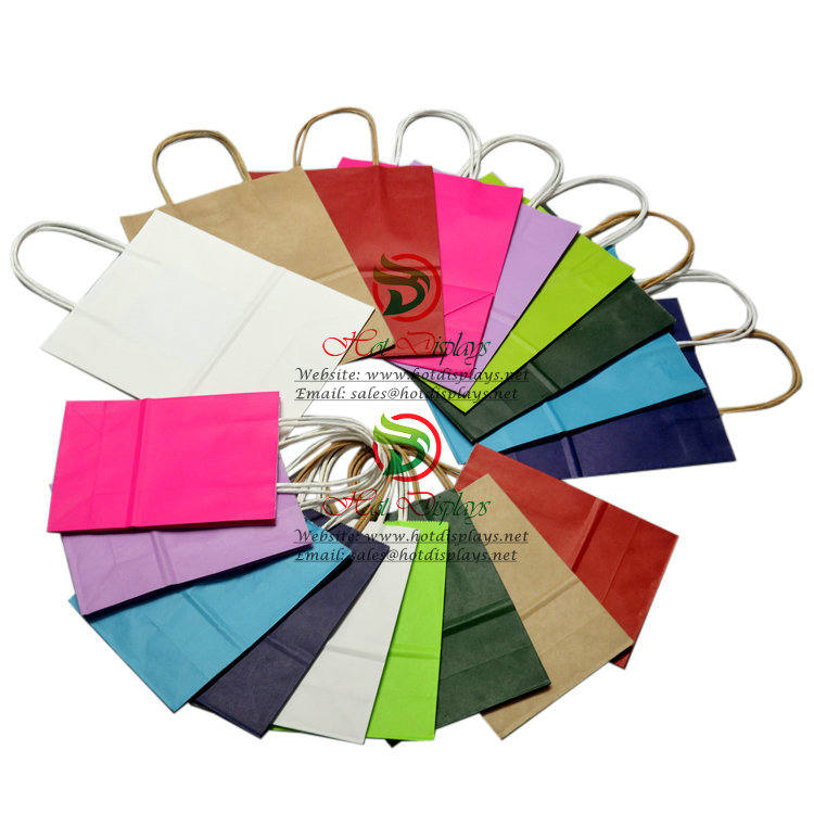 Custom Machine Made Kraft Paper Bags Shopping Bags with Twisted Handles