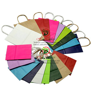 Custom Machine Made Kraft Paper Bags Shopping Bags with Twisted Handles