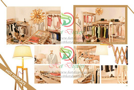 OEM Natural Timber Display Racks & Shelving Units Fashion Shop Design & Decoration W17