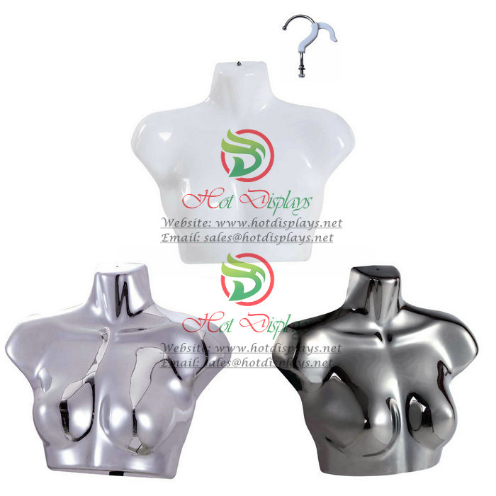 Chrome Plastic Female Mannequin Skin Hanging Vacuum Form PP Underwear Model with Hook MAF-H2-PL102
