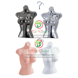 Chrome Sexy Female Plastic Mannequin Big Breast / Bust Hanging Vacuum Form Lingerie Model with Hook MAF-H2-PL103B
