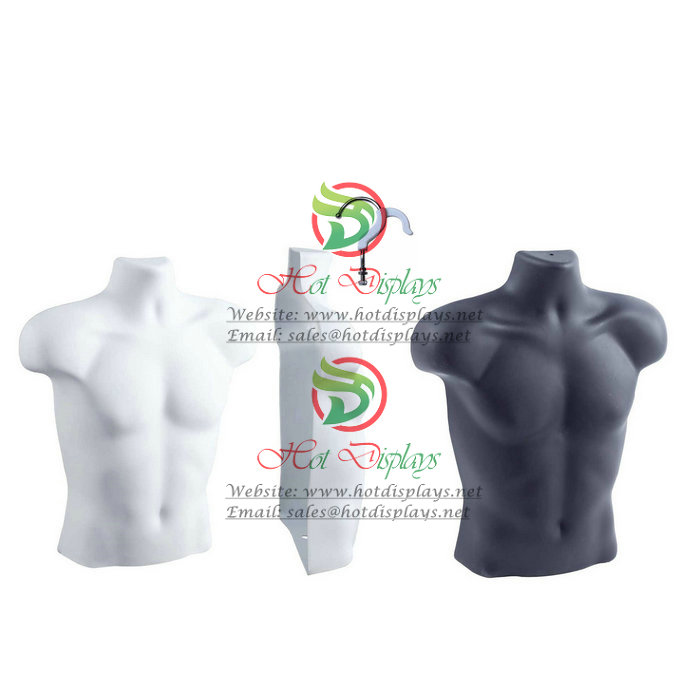 Male Muscled Headless Plastic Mannequin Matte White Black Vacuum Form Hanging Strong Man Dummy MAM-H2-PL103