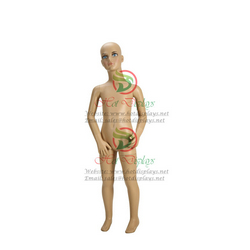 Kid Full Body Plastic Mannequin China Wholesale Stock PE Skin Children Cosmetic Model with Metal Base MAC-F1-KD5