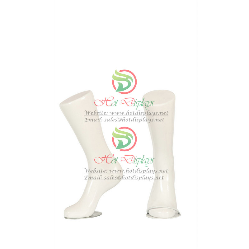 Glossy Painting Plastic Female Sport Leg Mannequin Stand Emulate Foot Ankle Socks Display Form ABS Ladies Shoes Trying Insert Dummy MA-FT5R White