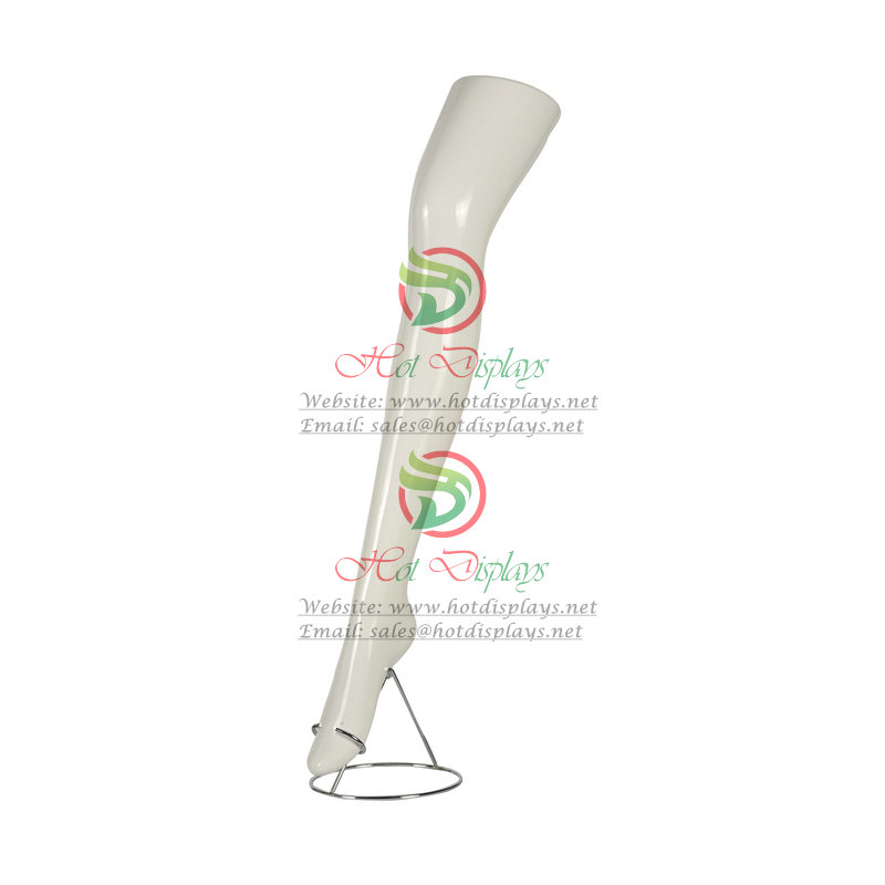 Sexy ABS Shoes Trying Model Glossy Painting Female Long Leg Plastic Mannequin Emulate Foot Stocking Display Form with Metal Base MA-W9R White