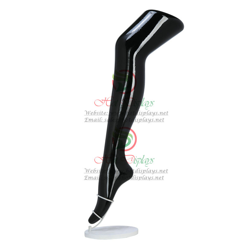 Female Long Leg ABS Glossy Painting Plastic Mannequin Sexy Woman Shoes Trying Model Ladies Foot Stocking Display Form with Metal Base MA-W10R Black