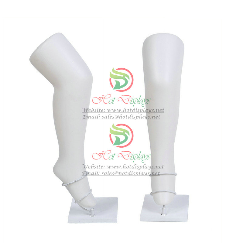 Wholesale Children Leg Painting Plastic Mannequin Teenage Shoes Trying Insert Model Kid Foot Stocking Display Form with Metal Base MA-W11R Matte White