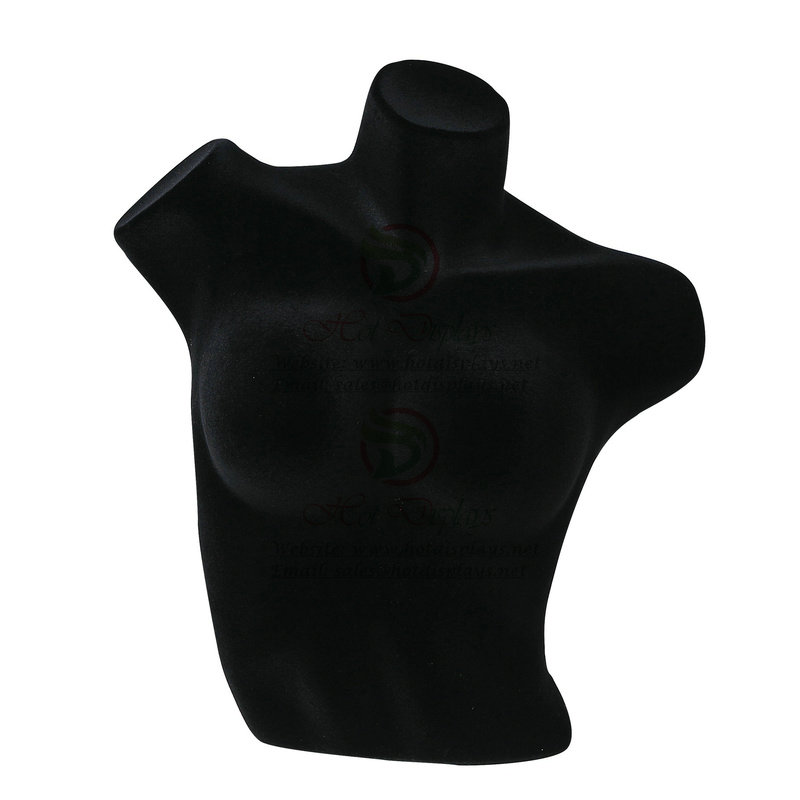 China Plastic Female Bra Display Torso Sexy Big Breast Lingerie Flocking Manneuqin Wholesale Ladies Underwear Dummy MAF-H2-L11 Flocking Black