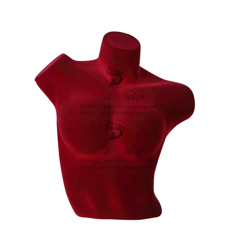 Plastic Female Bra Underwear Display Torso Sexy Big Bust Lingerie Flocking Manneuqin Wholesale China Cheap Woman Form MAF-H2-L11 Red