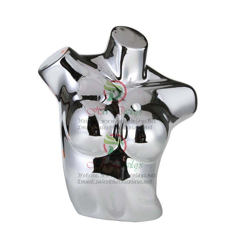 Cheap Chrome Female Bra Display Torso ABS Chest Lingerie Plastic Mannequin Wholesale Woman Bust Underwear Model MAF-H2-L11 Silver