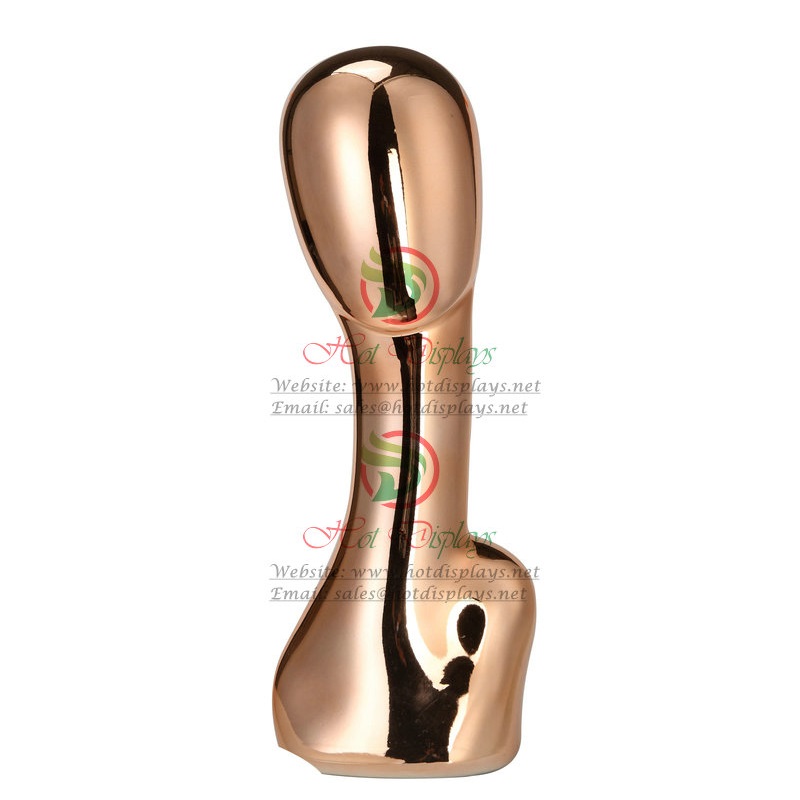 Chrome Female Wig Display Head Plastic Mannequin Ladies Stand Abstract ABS Periwig Form Woman Hairpiece Model MA-T1 Rose Gold