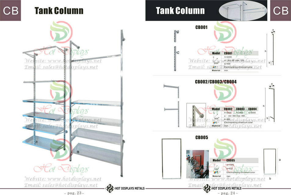 Custom Store Fixtures Clothes Racks Display Shelves in Japan Philippines Vietnam Laos Cambodia Myanmar P23 Tank Column