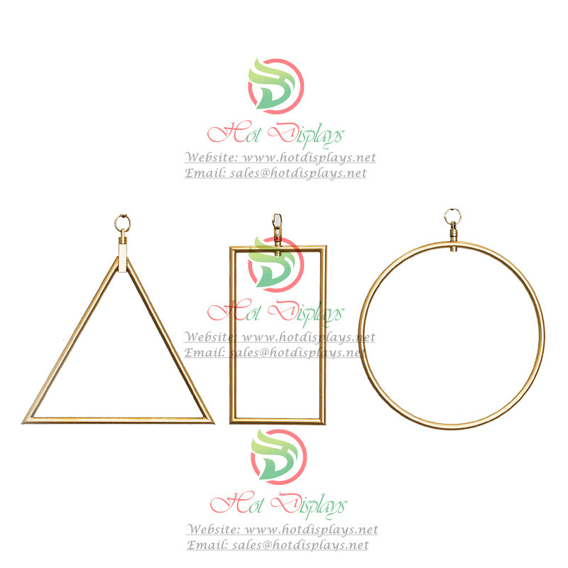Fashion Golden Tubing Display Accessories Hanging Triangle Retangle Ring Shpes DP-HD27