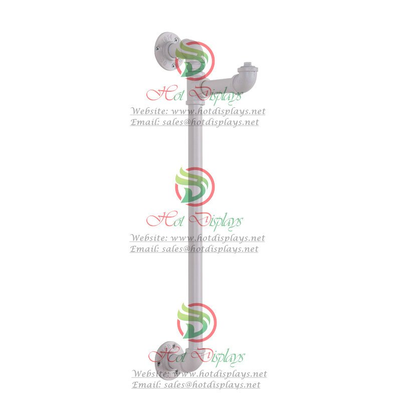 White Industrial Pipe Fashion Shop Single Bar Wall Mounted Clothes Display Rack DP-WG04