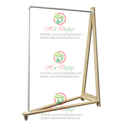 Single Bar Clothes Rack ​White Industrial Pipe Shoes Display Shelf with Wood Base DP-WG17