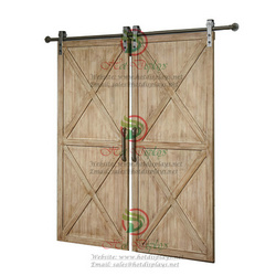 Rustic Industrial Pipe Cedarwood Over-hanging Doors with Rail and Wheels DP-XG24