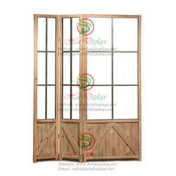 Floor Standing Rustic Folding Screen Accessories Display Rack with Timber Frame DP-TM12
