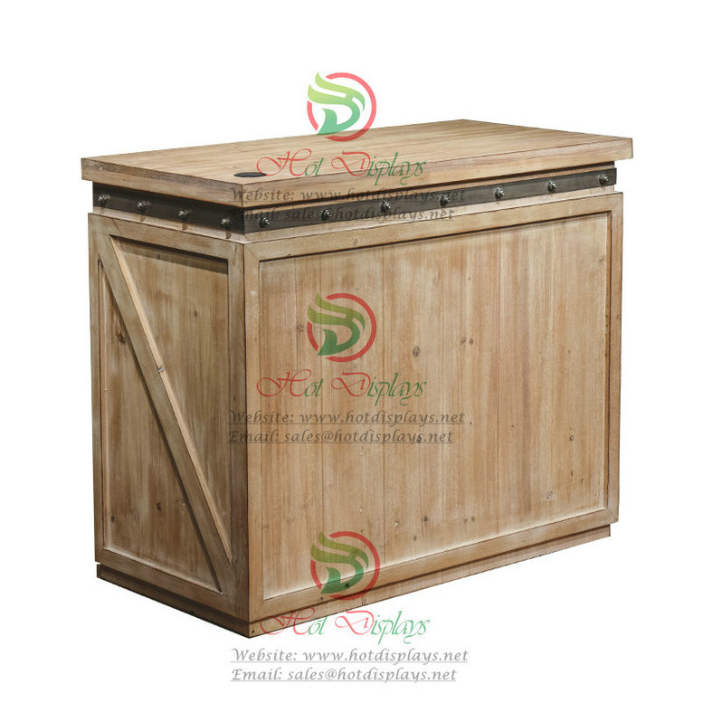 Rustic Timber Platform Cashier Counter Storage Cabinet Fashion Show Display Rack DP-TM18