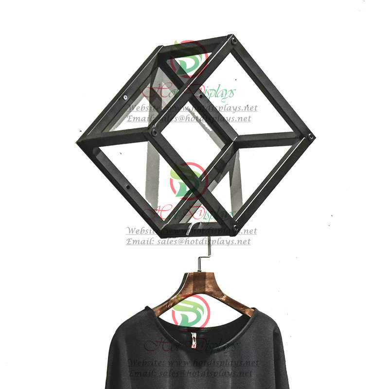 Fashion Shop Wall Mounted Square Tubing Geometric Cube Clothes Display Rack DP-JH01