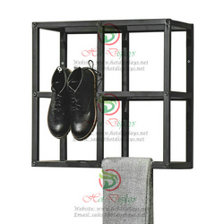 Black Wall Mounted Cuboid Clothes Rack Accessories Display Shelf DP-JH03
