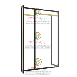 Fashion Z Shape Screen Floor Standing Clothes Display Rack with Aluminum Bars DP-MD04