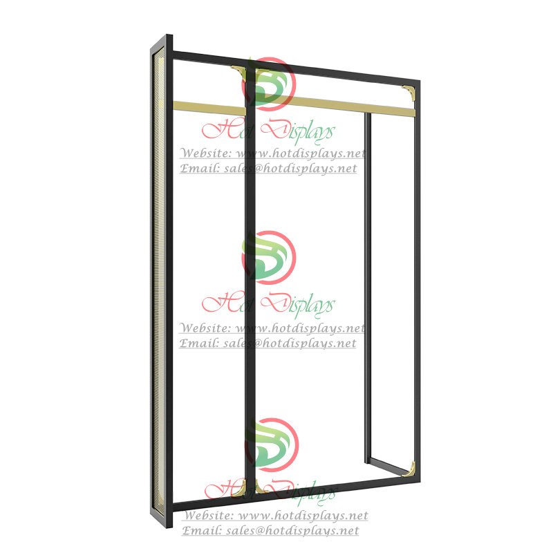 Fashion Z Shape Screen Floor Standing Clothes Display Rack with Aluminum Bars DP-MD04