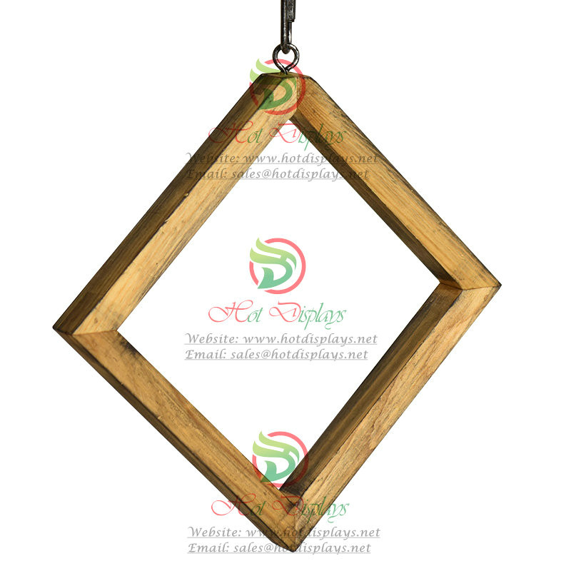 Retro Geometric Hanging Clothes Rack Triangle Rectangle Square with Timber Frame DP-FX53