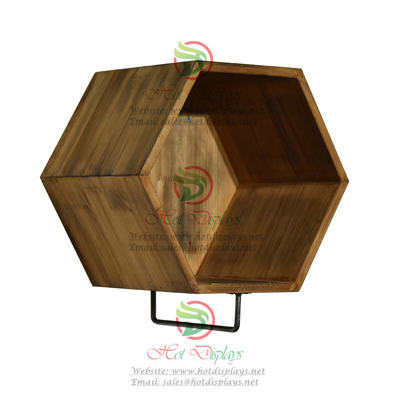 Wall Mounted Retro Hexagonal Clothes Rack with Timber Frame Shoes Display Canibet DP-FX54