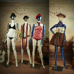 ABS Female Full Body Painting & Chrome Mannequins with Changeable Heads