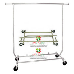 Collapsible Salesman Rack Folding Rolling Clothing Garment Rack with 4 Wheels DP-GR01